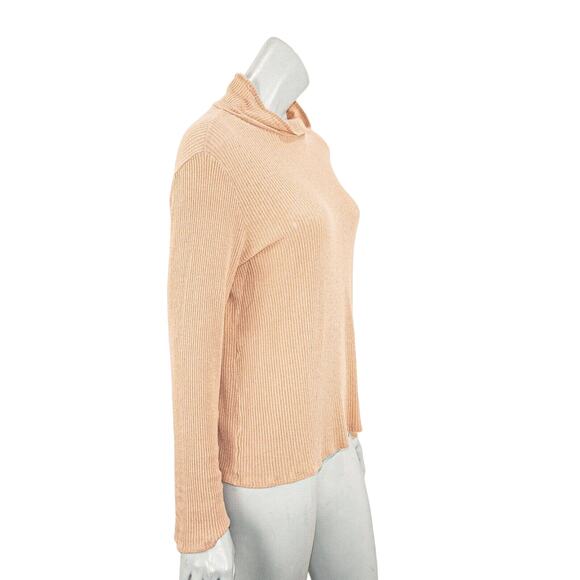REFORMATION Women's Turtleneck Ribbed Pullover in Peach Large - Picture 3 of 8